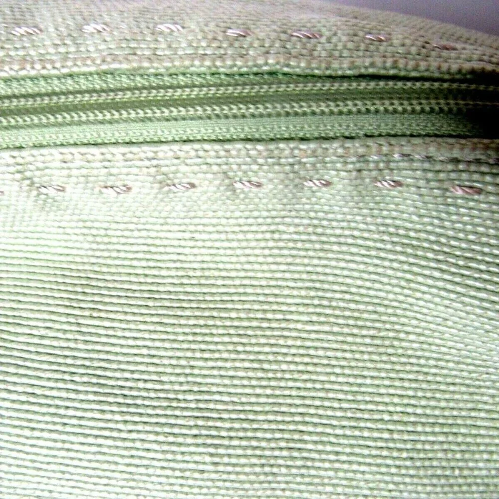 Fossil Purse Sea Grass Green Weaved Shoulder Bag Leather Strap Floral Li… - Picture 4 of 9